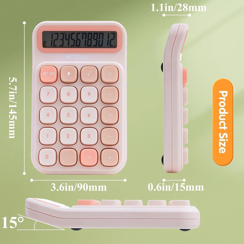 MG Mechanical Switch Calculator, 12 Digits, Large LCD Display and Big Buttons, Cute Pink Desktop Calculator for Office, Home, School (Battery Included) - Image 5